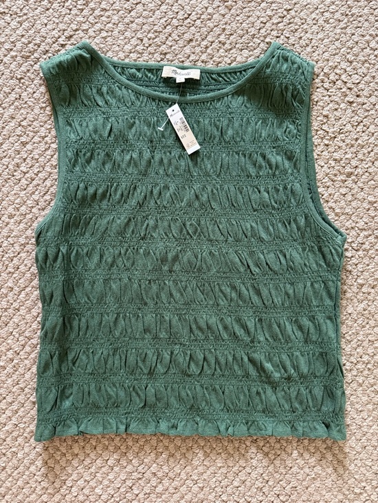 Madewell Tops - Madewell Green Smocked Boatneck Tank